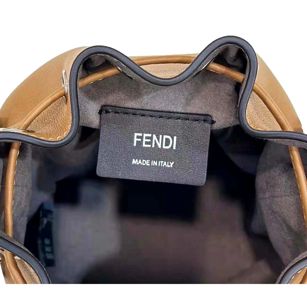 FENDI Calfskin F is 3D Flower Mini Mon Tresor Bucket Bag Brown - Picture 5 of 6
